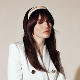 Limited Edition Leather Headband with 18K gold plated logo SS22