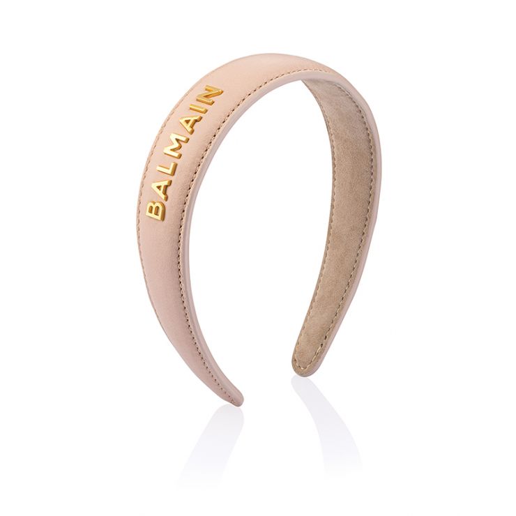 Limited Edition Leather Headband with 18K gold plated logo SS22